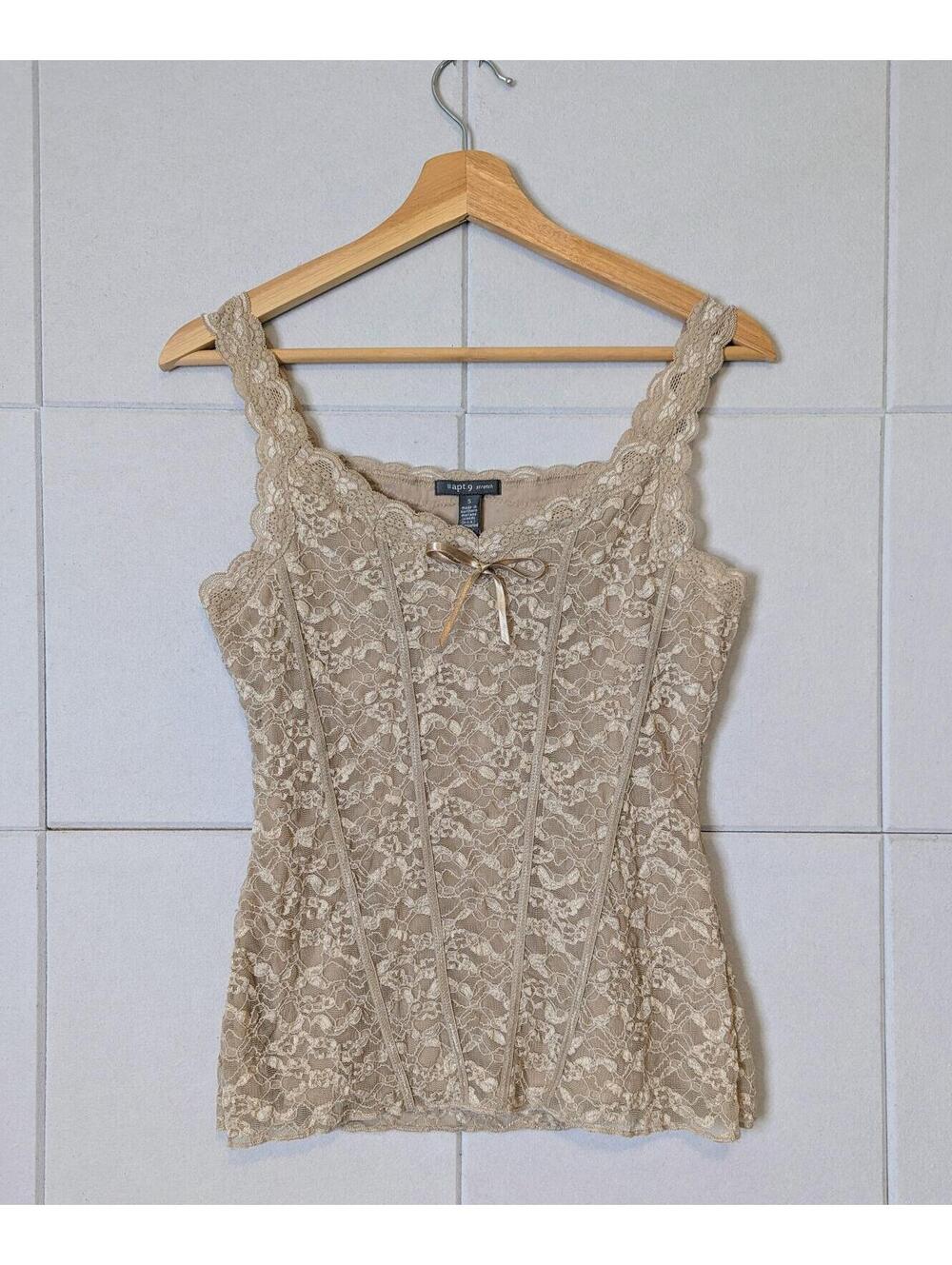 Vintage y2k nude lace corset tank top